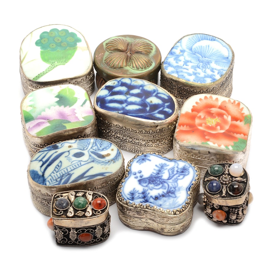 Assortment of Decorative Asian Style Trinket Boxes