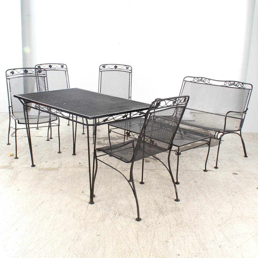 Seven-Piece Wrought Iron Patio Furniture Set