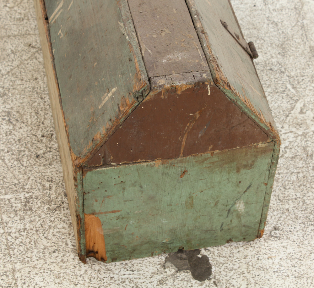 Vintage Wooden Toolbox With Metal Handle and Latch