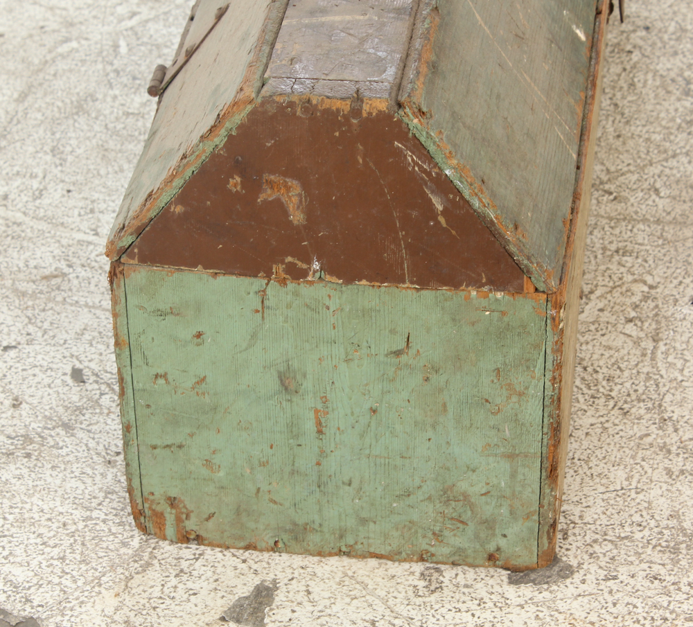 Vintage Wooden Toolbox With Metal Handle and Latch
