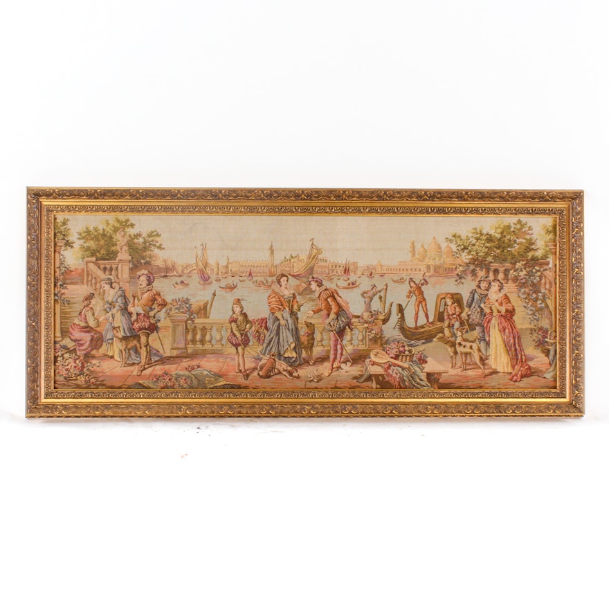 Machine-Woven Tapestry of a Venetian Scene