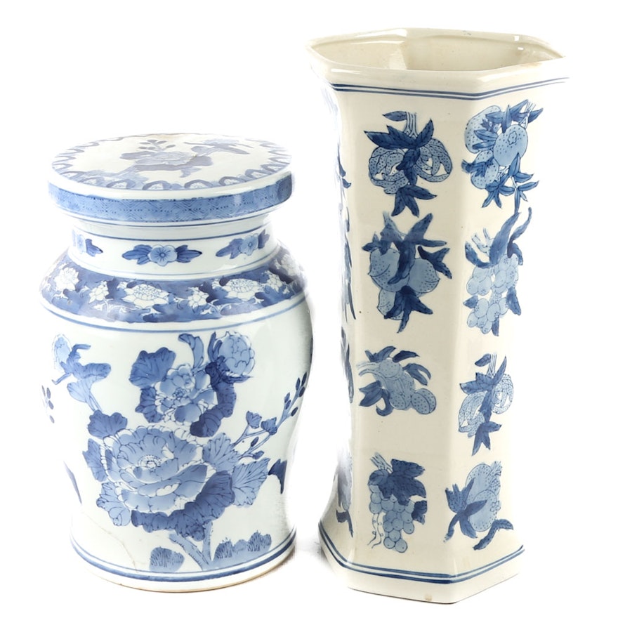 Chinese Ceramic Vase and Pedestal