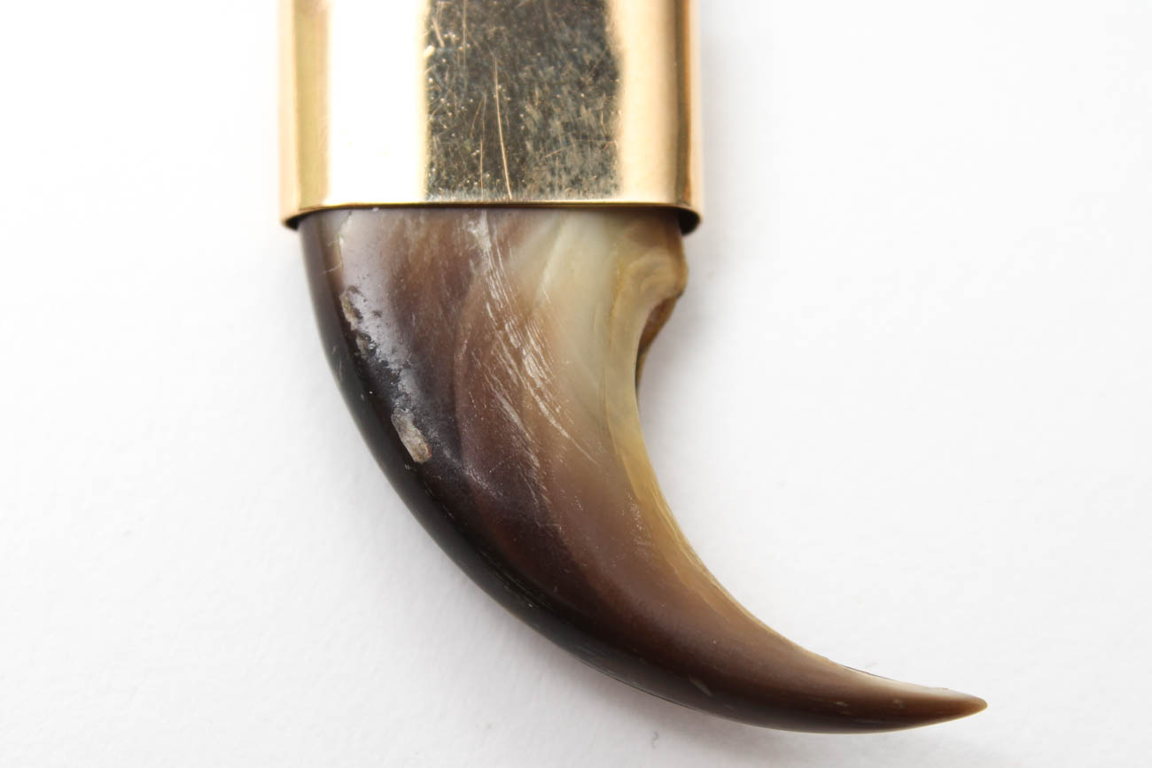 14K Yellow Gold Black Bear Claw Pendant