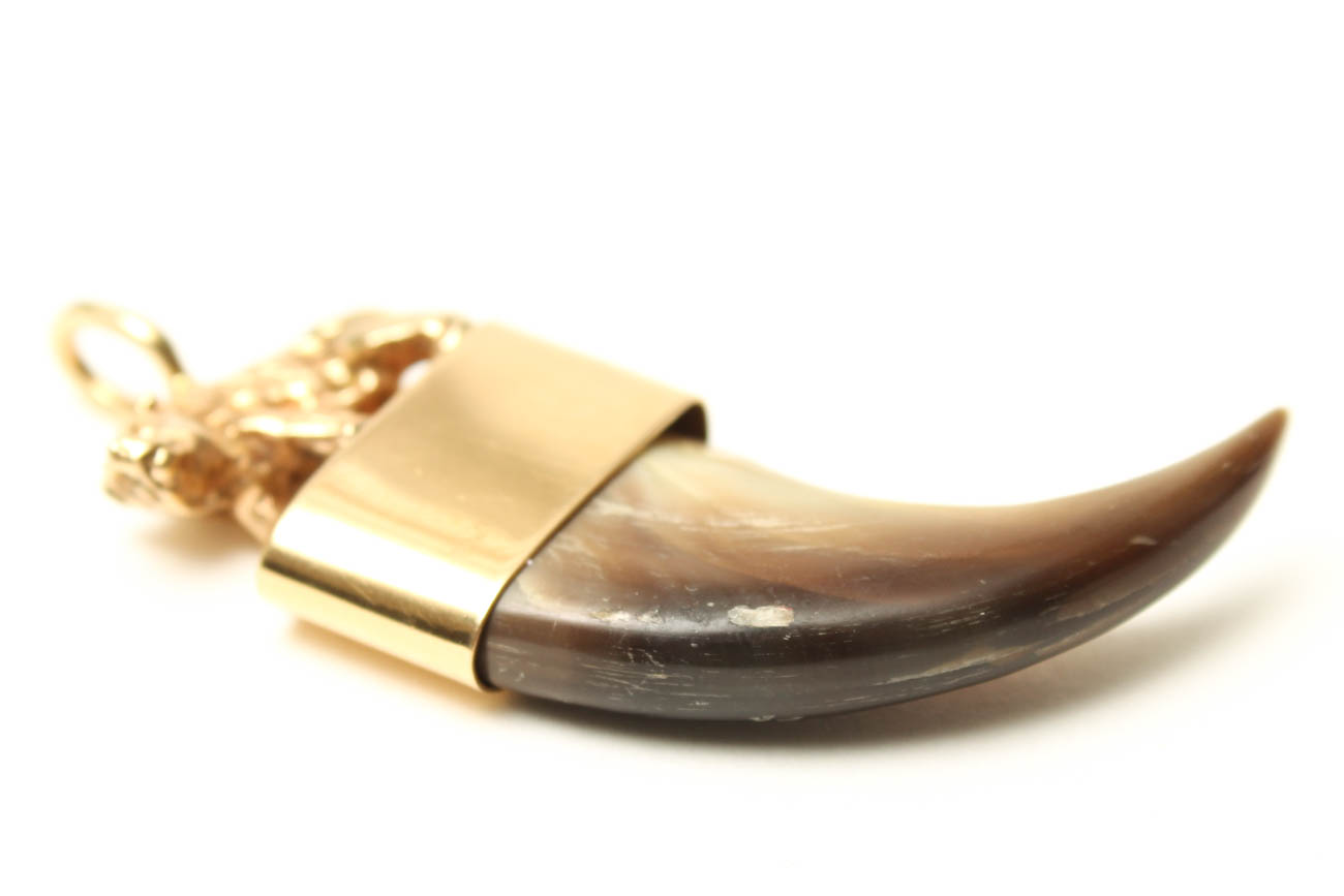 14K Yellow Gold Black Bear Claw Pendant