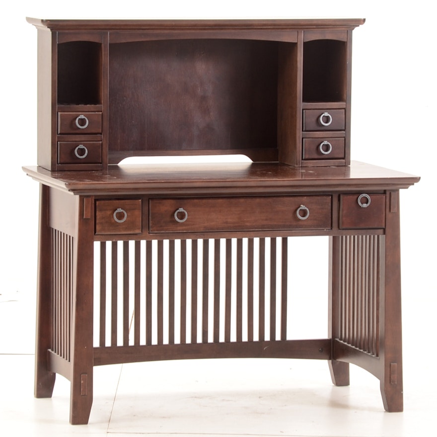 Mission Style Writing Table with Hutch