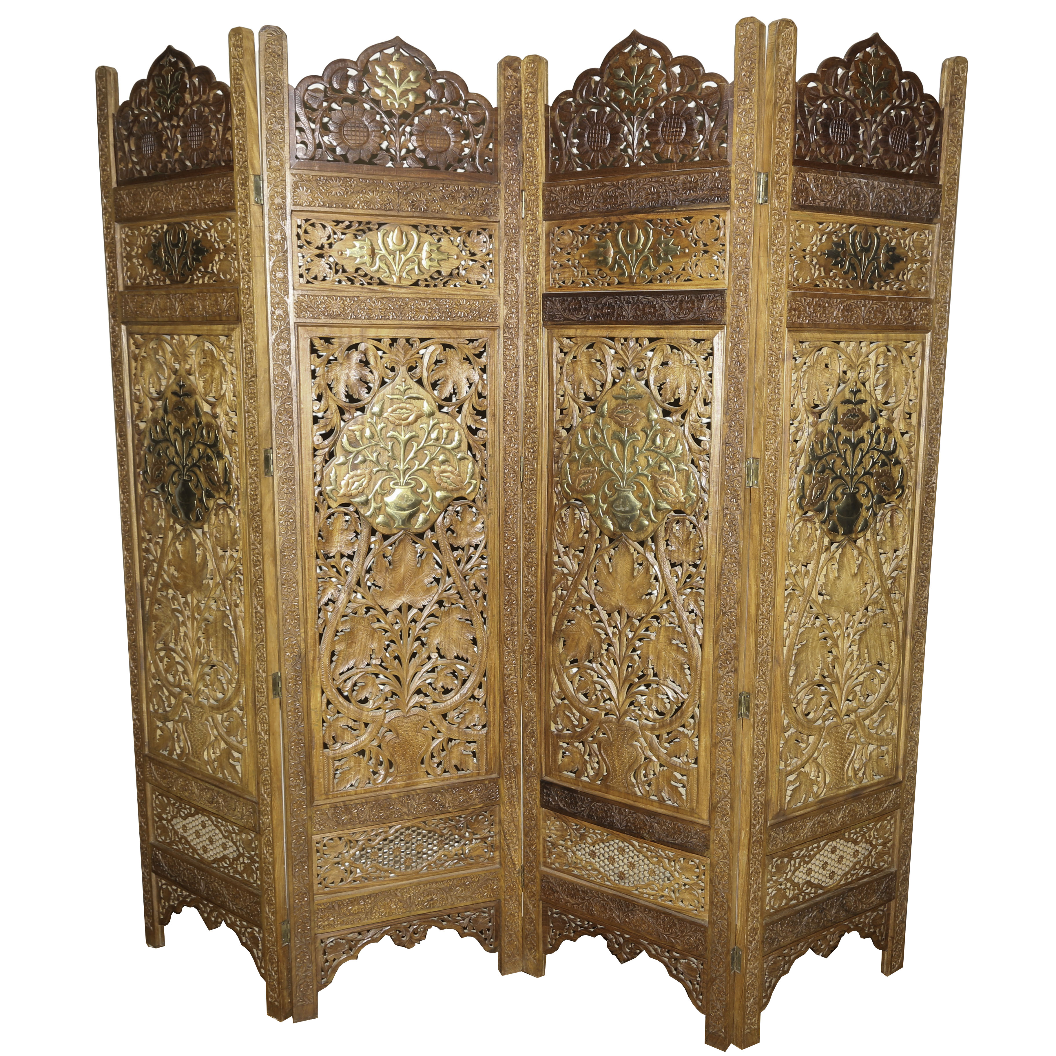 Indian Hand Carved Sheesham Wood Screen