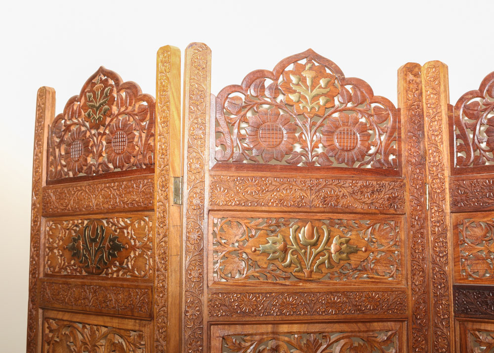 Indian Hand Carved Sheesham Wood Screen