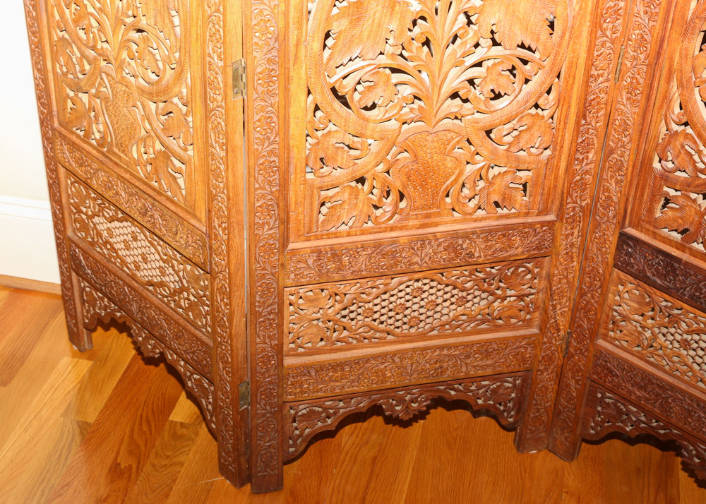 Indian Hand Carved Sheesham Wood Screen