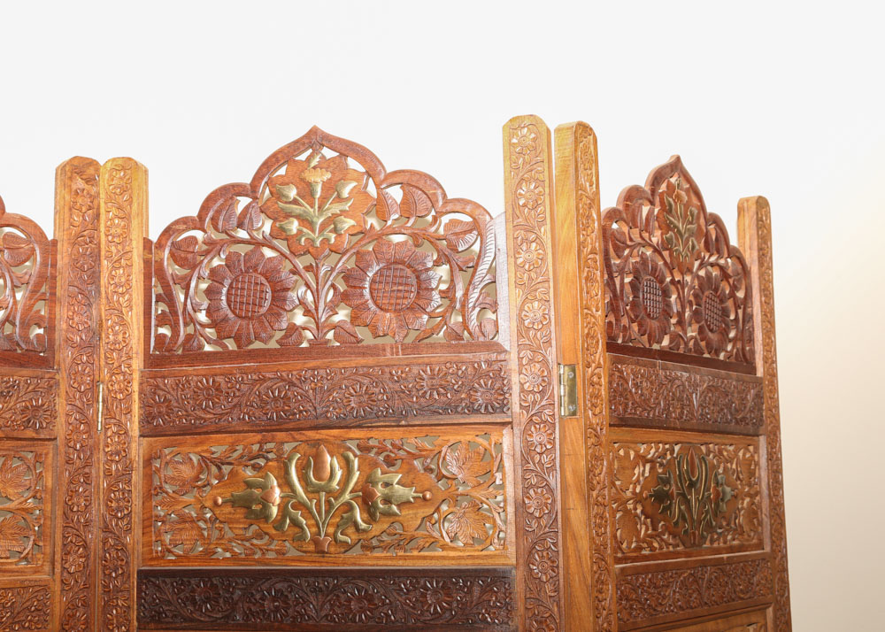 Indian Hand Carved Sheesham Wood Screen