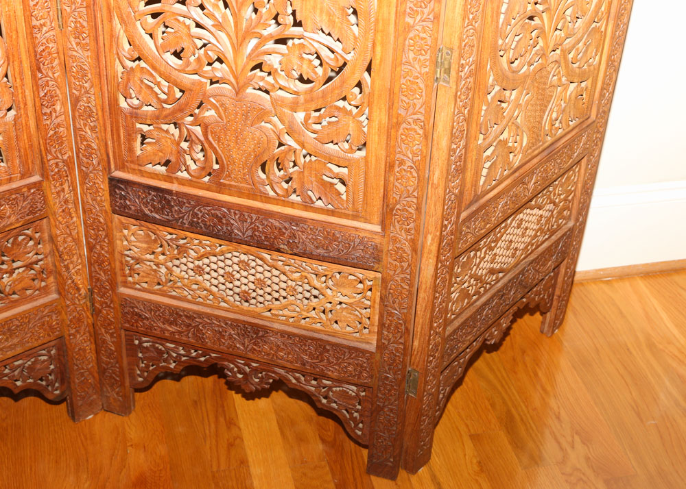 Indian Hand Carved Sheesham Wood Screen