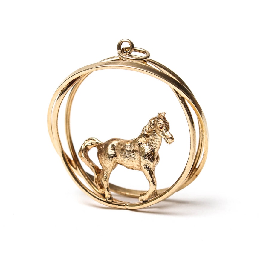 14K Yellow Gold Horse Pendant