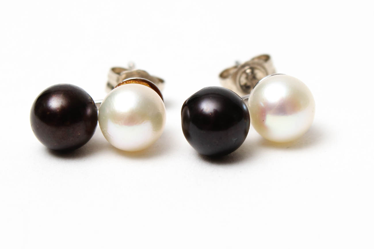 10K and 14K White Gold Cultured Pearl Jewelry