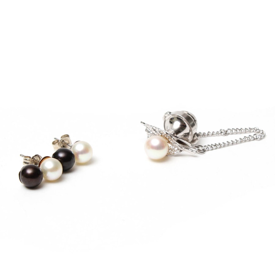 10K and 14K White Gold Cultured Pearl Jewelry