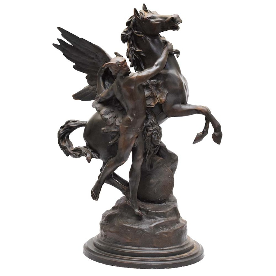 After Emile-Louis Picault Cast Bronze Sculpture "Pegasus"
