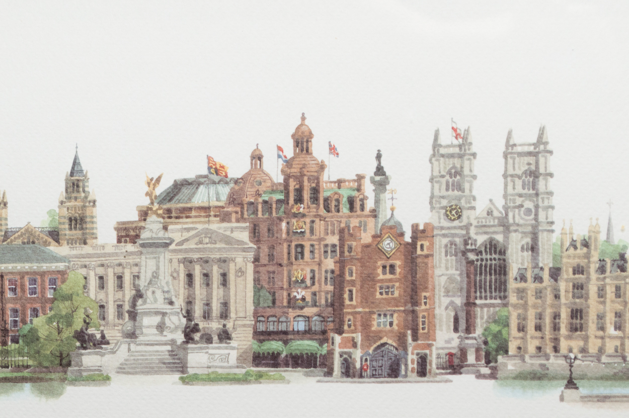Matthew Cook Original Watercolor "London Landmarks"