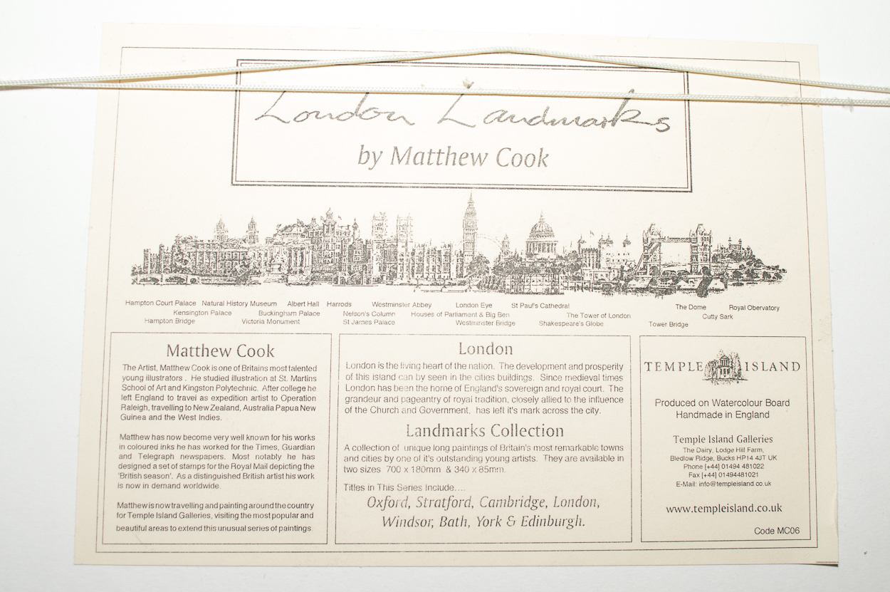 Matthew Cook Original Watercolor "London Landmarks"