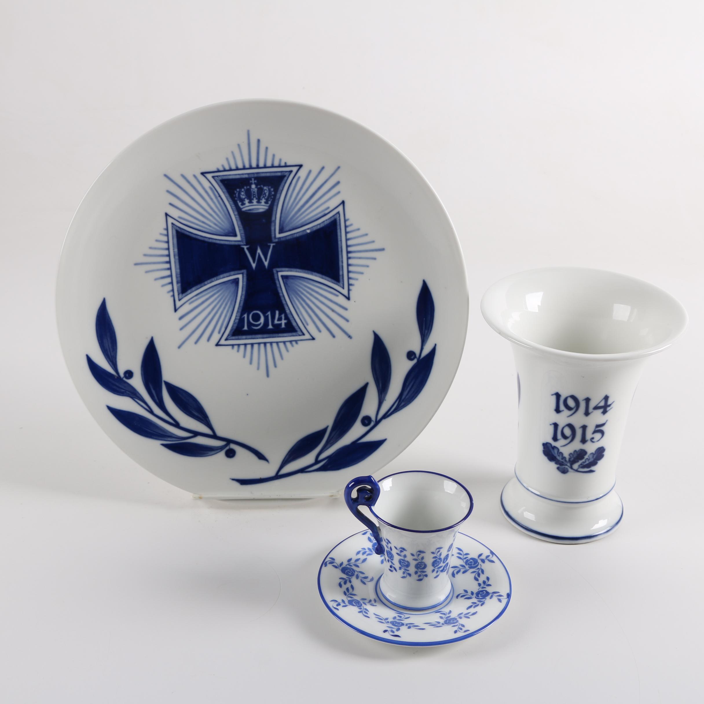 Antique German Porcelain Tableware Including Meissen