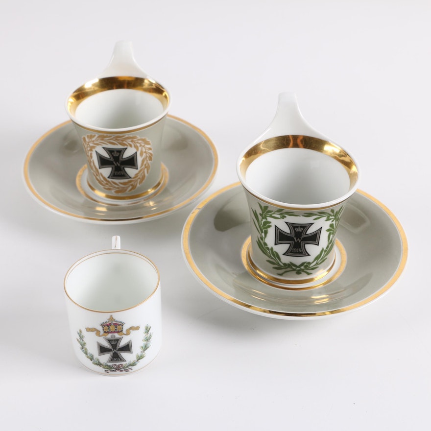 Antique World War One Prussian Teacups including KPM