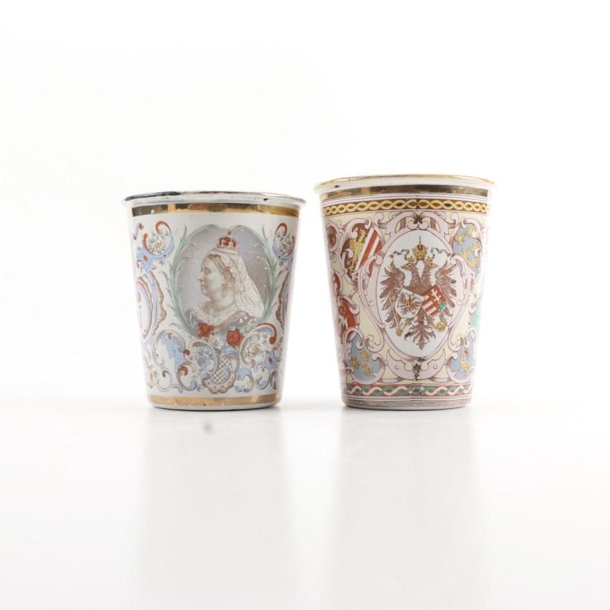 Antique Commemorative Cups Including Queen Victoria's Diamond Jubilee