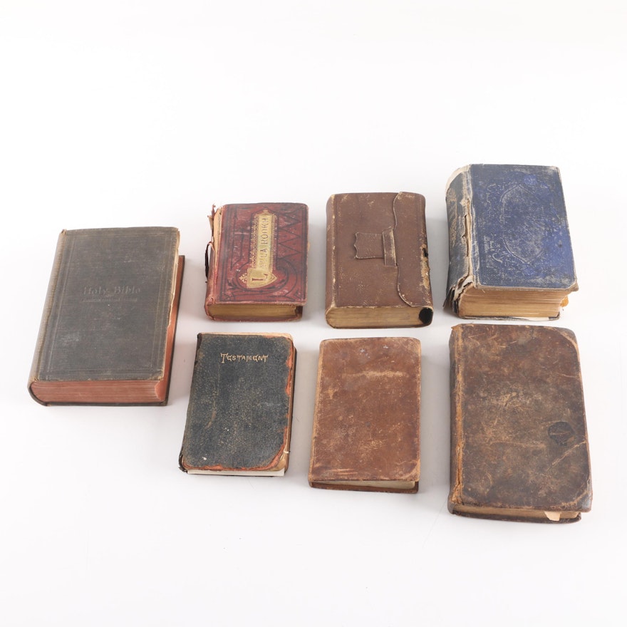 Antique Books Including Bibles, Essays of Emerson, "Lalla-Rookh"