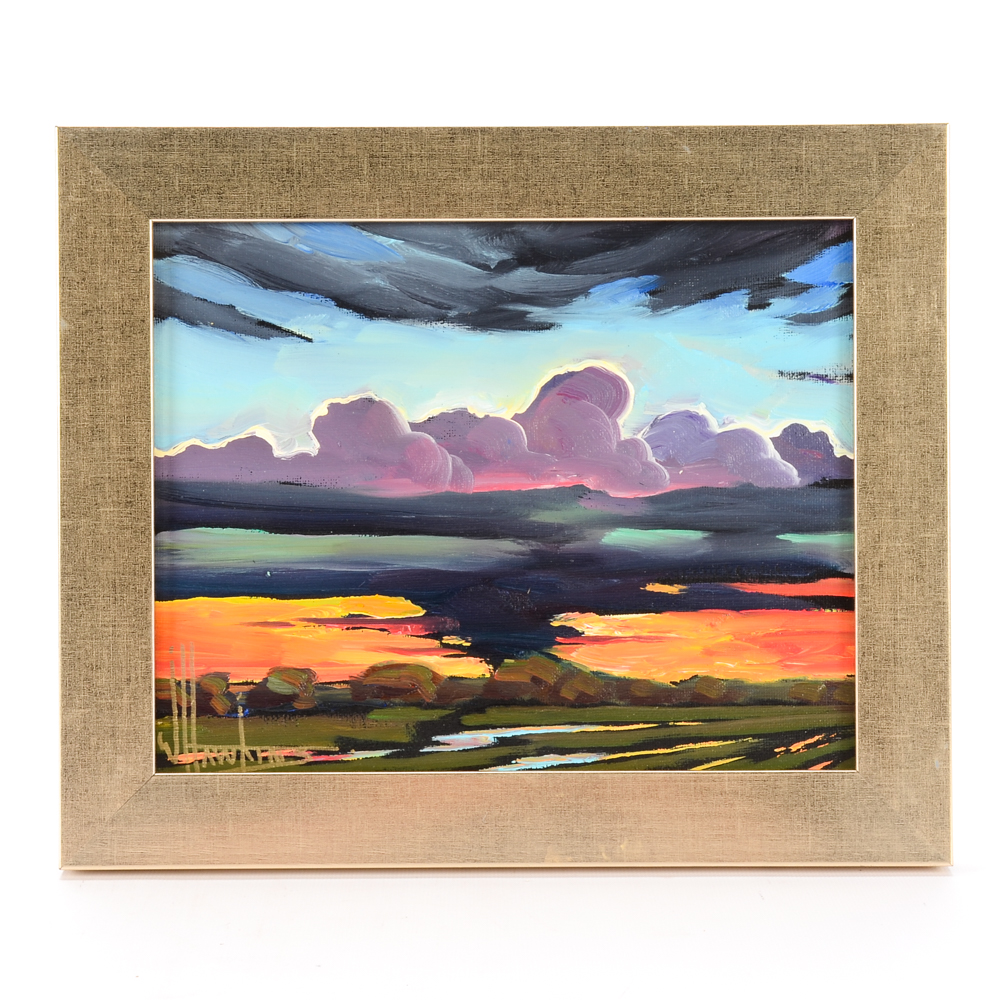 William Hawkins Original Oil on Canvas Board Impressionist Landscape Painting