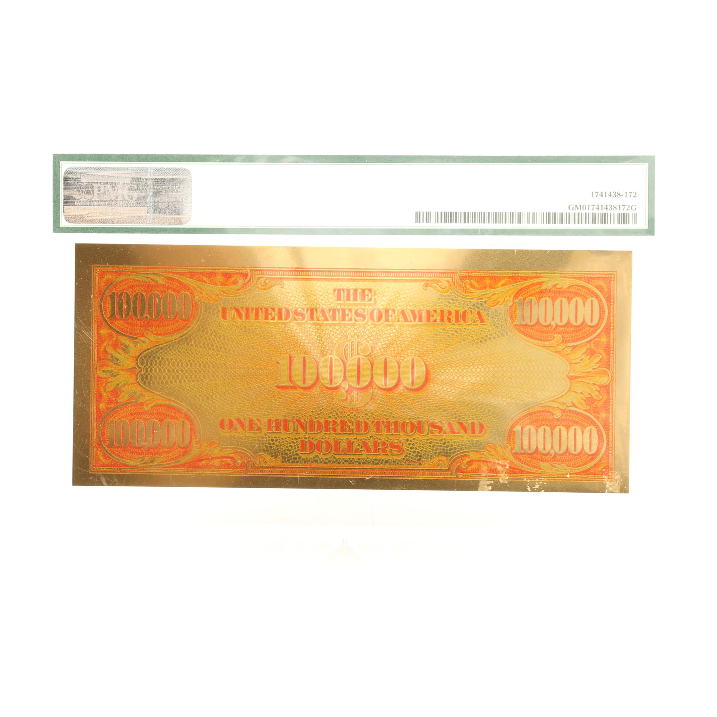 PMG Graded Gem Uncirculated $100,000 Gold Certificate "Smithsonian Edition"