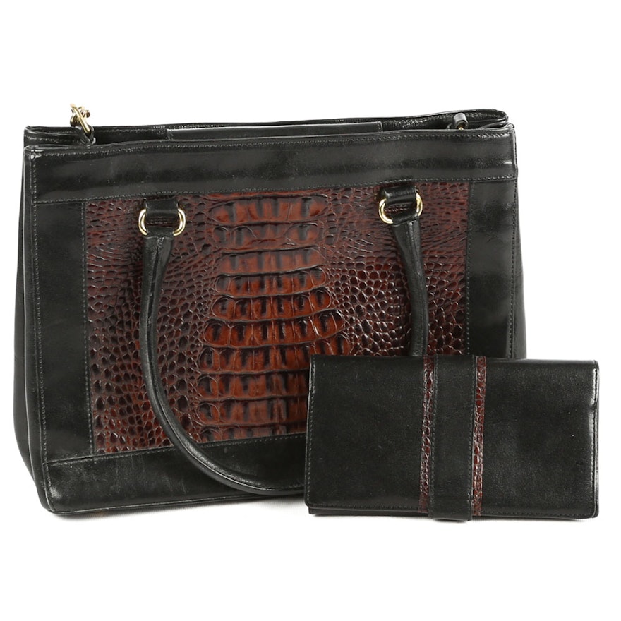 Brahmin Embossed Leather Handbag and Wallet