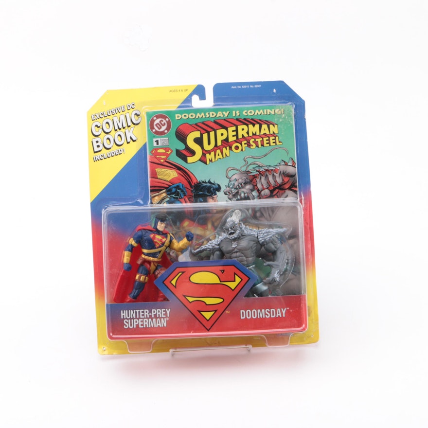 "Superman Man of Stee" Action Figure and Comic Book Set