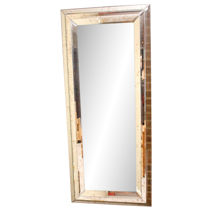 Full-Length Mirror with Mercury Glass Style Beveled Frame
