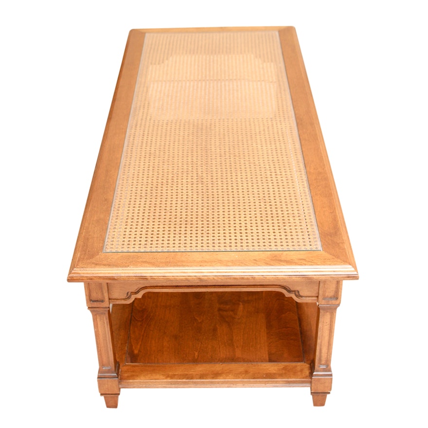 Henredon Wood and Cane Coffee Table