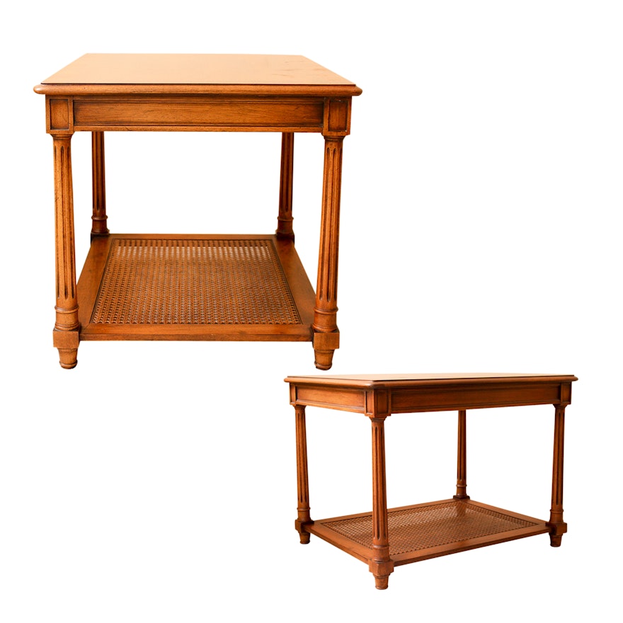 Henredon Wood and Cane End Tables