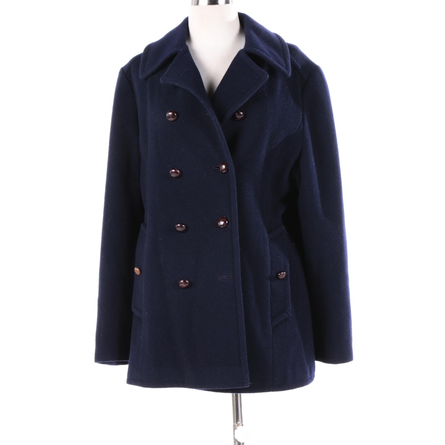 Women's Mackintosh Navy Wool Double-Breasted Peacoat