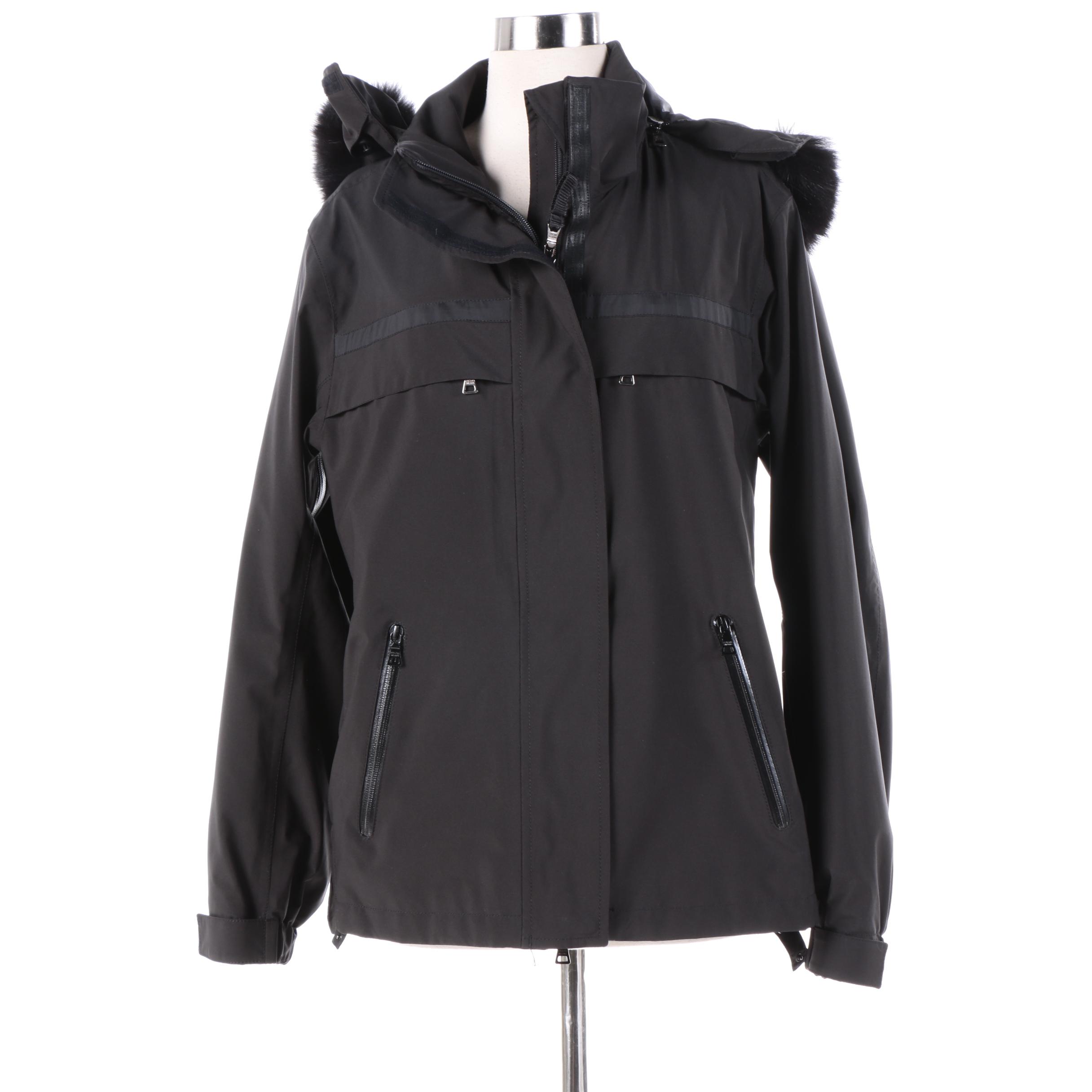 Women's Prada Black Parka with Fox Fur Trim Removable Hood