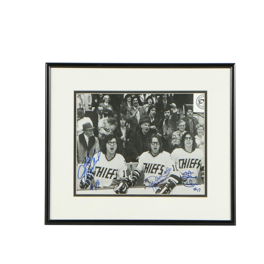 Autographed Halftone Print "Slap Shot"