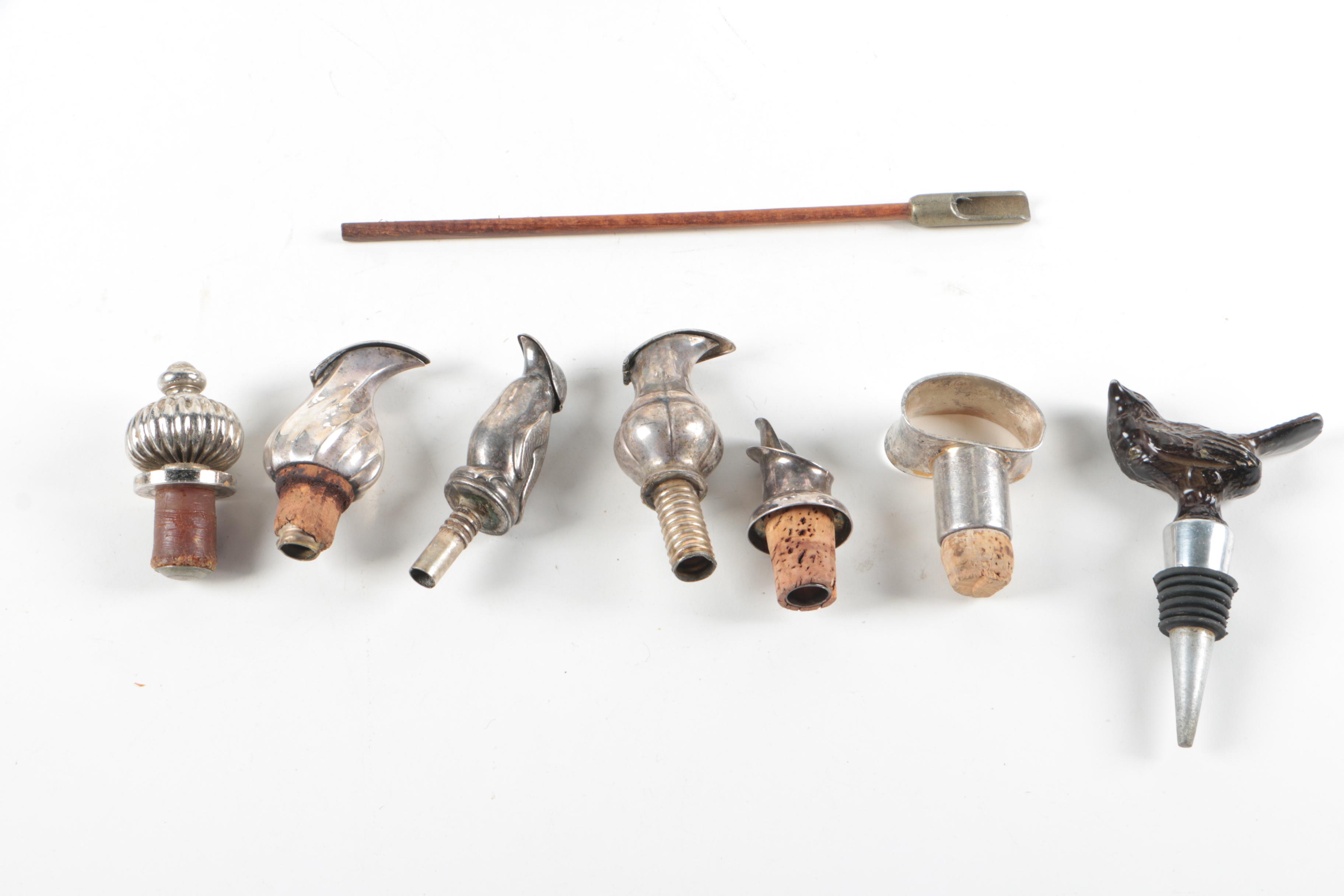 Silver Plate Ice Bucket, Cocktail Shakers, Wine Stoppers, and More