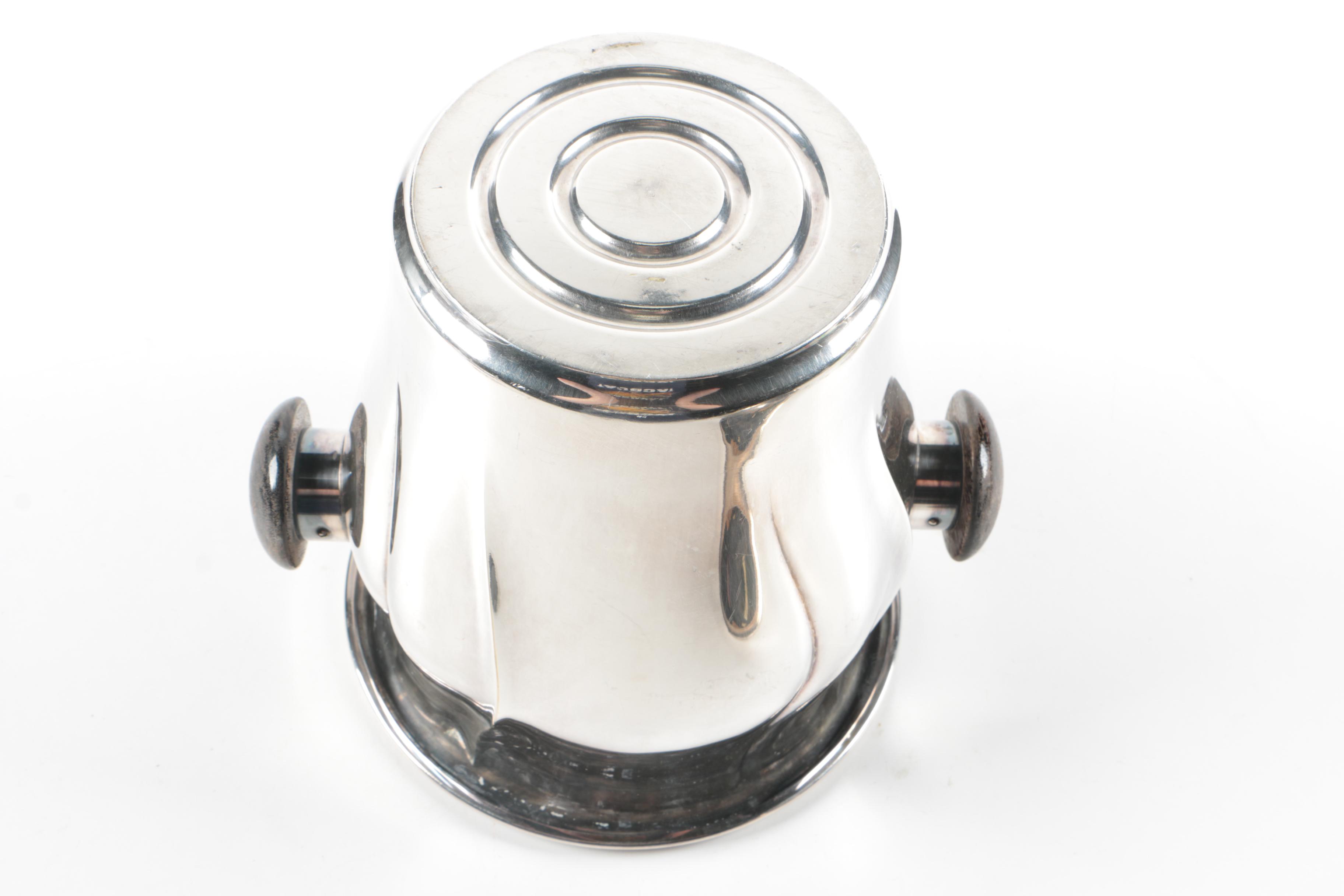 Silver Plate Ice Bucket, Cocktail Shakers, Wine Stoppers, and More