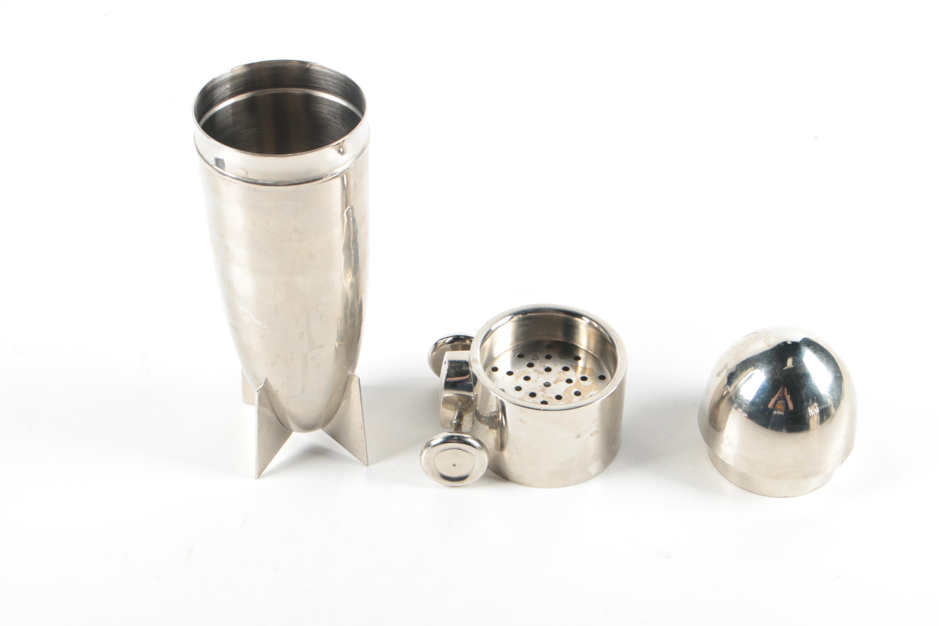 Silver Plate Ice Bucket, Cocktail Shakers, Wine Stoppers, and More