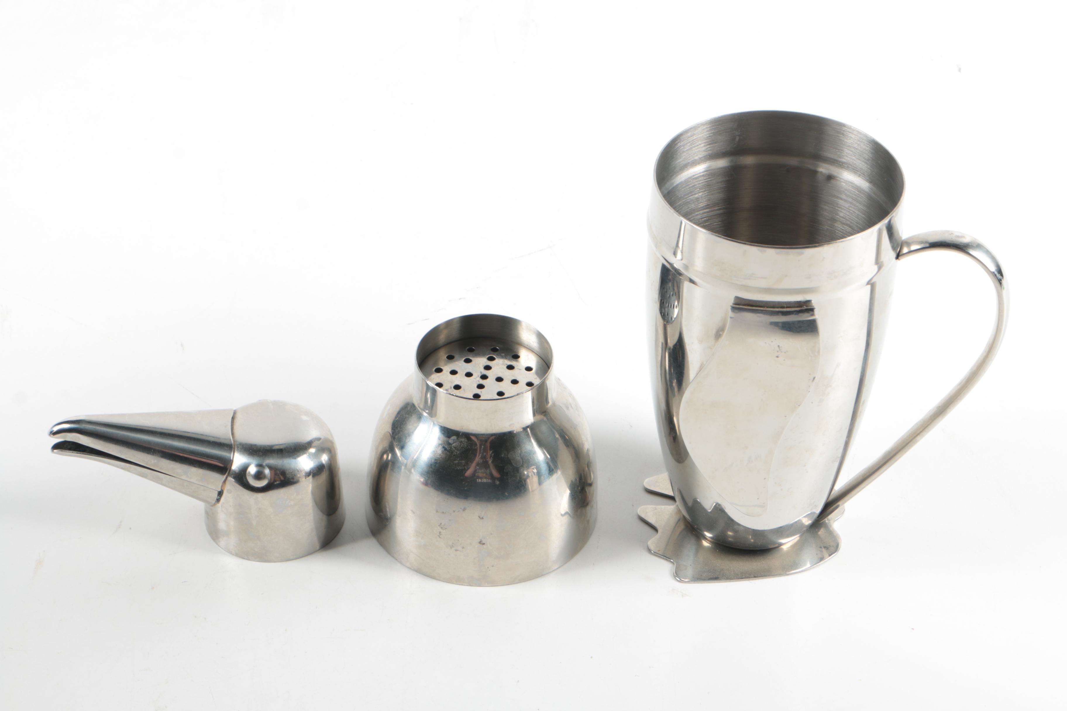 Silver Plate Ice Bucket, Cocktail Shakers, Wine Stoppers, and More