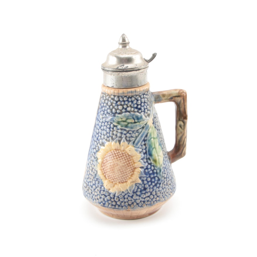 Etruscan Majolica Sunflower Syrup Pitcher