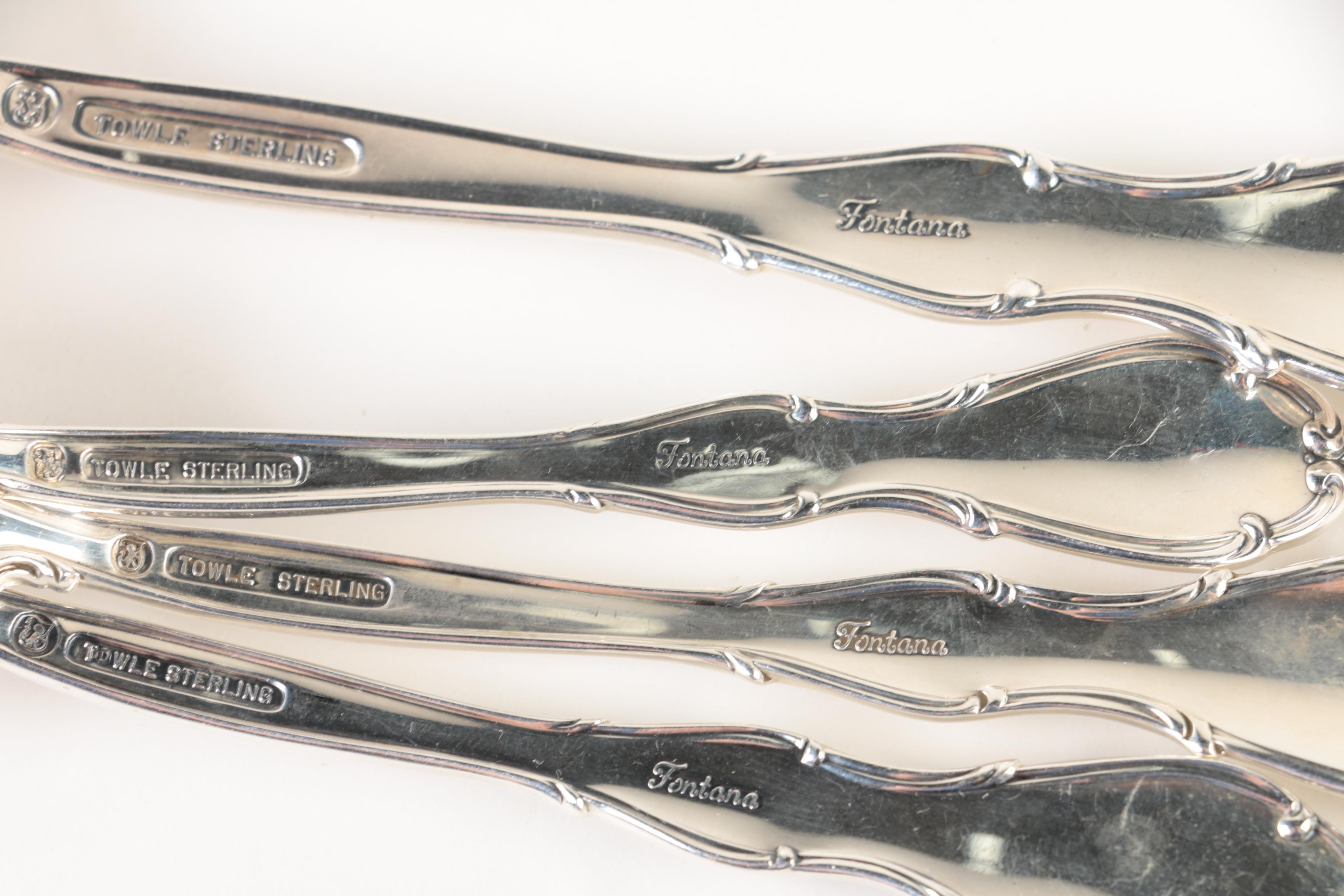 Towle "Fontana" Sterling Silver Flatware Set with Weighted Sterling Shakers