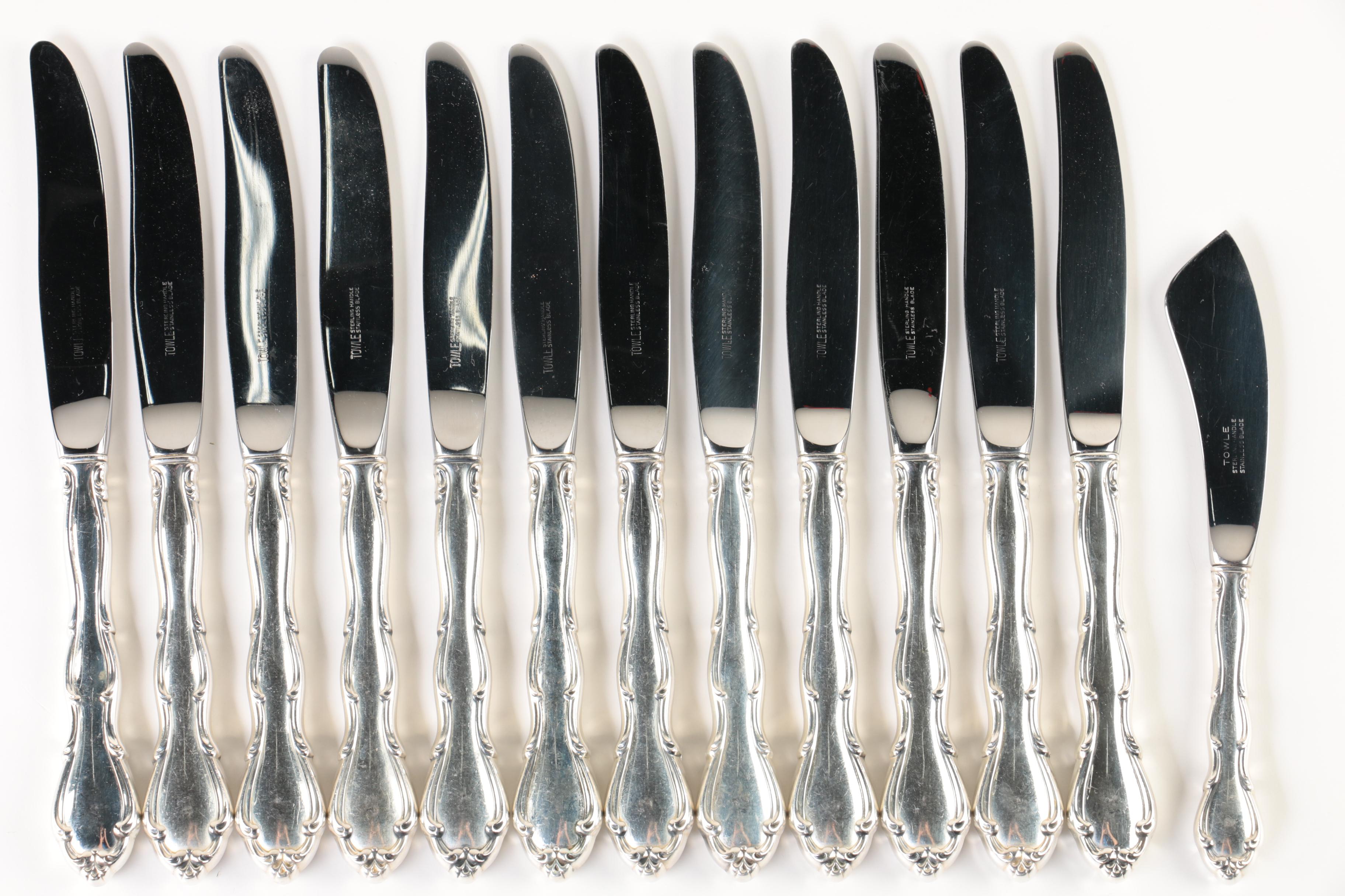 Towle "Fontana" Sterling Silver Flatware Set with Weighted Sterling Shakers