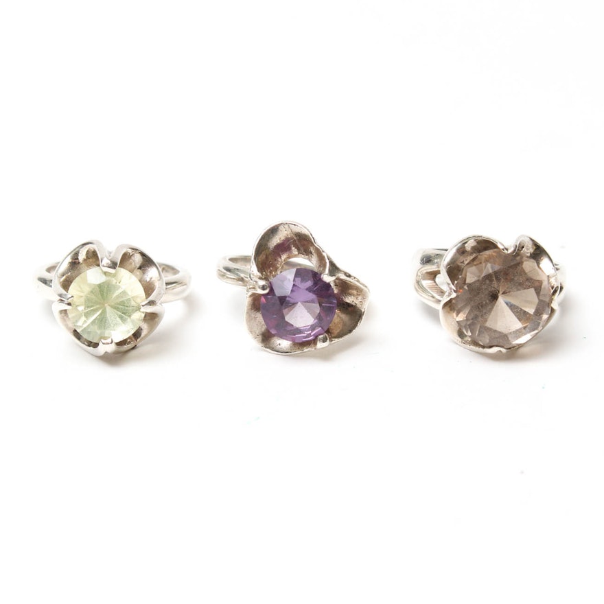 Vintage Sterling Silver Rings with Gemstones