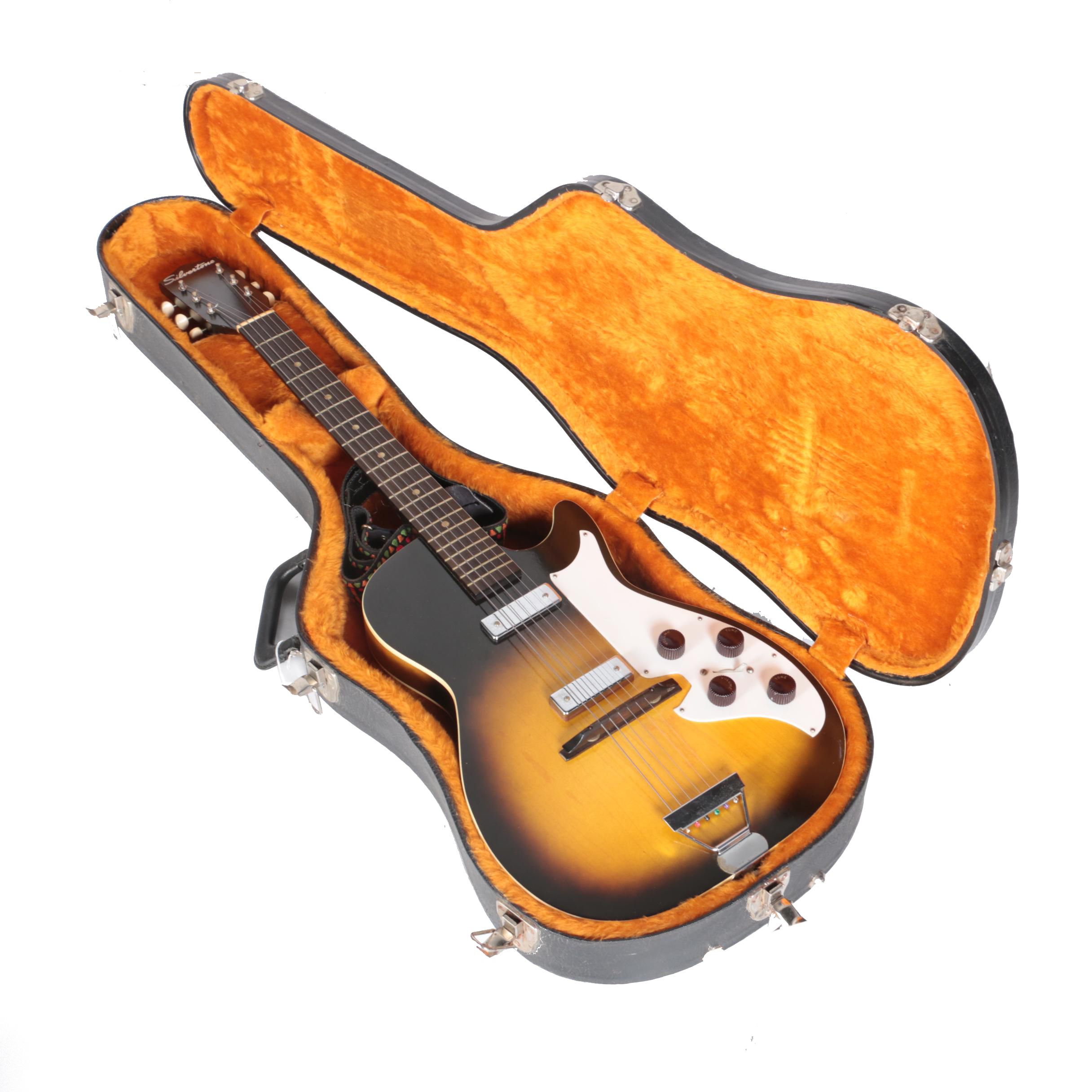 1960s Silvertone Stratotone 1420 Sunburst Electric Guitar with Case