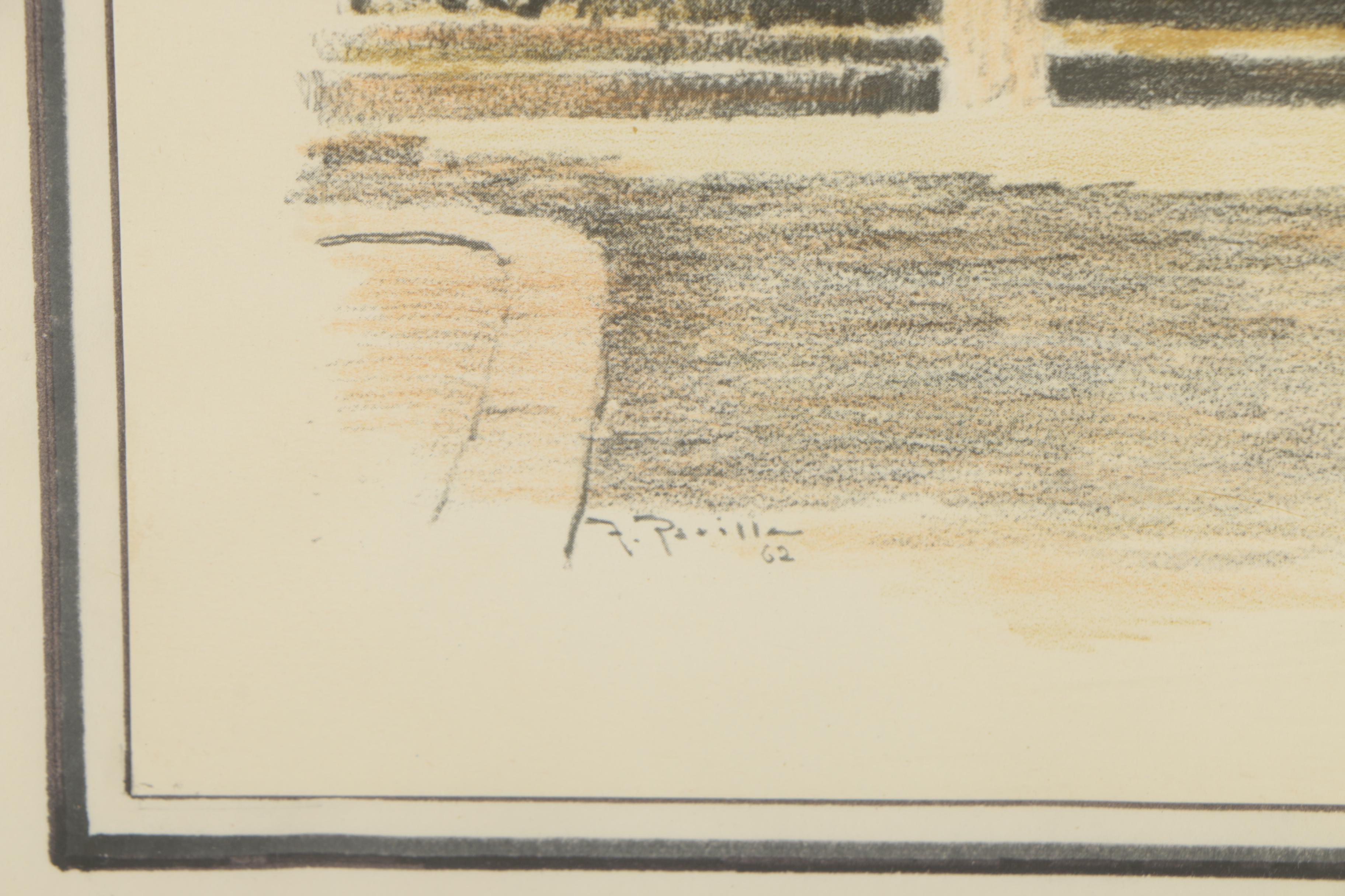 After F. Parilla Vintage Hand-Colored Halftone Print "Old Athens"