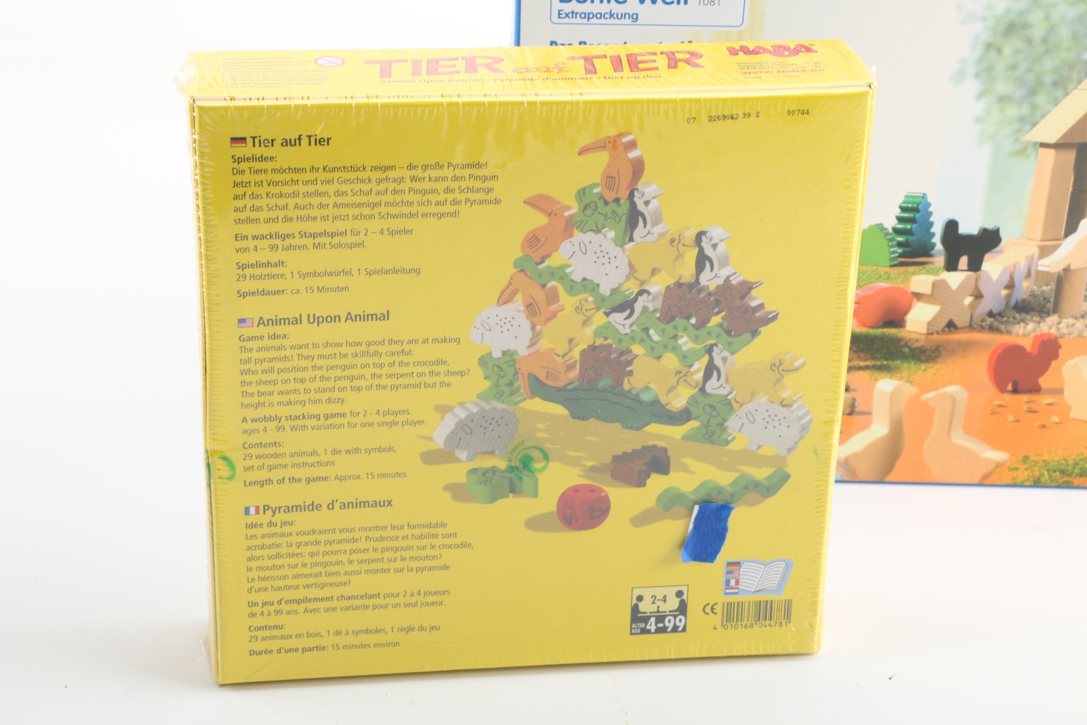 German Haba "Tier auf Tier" Game and Building Block Play Set