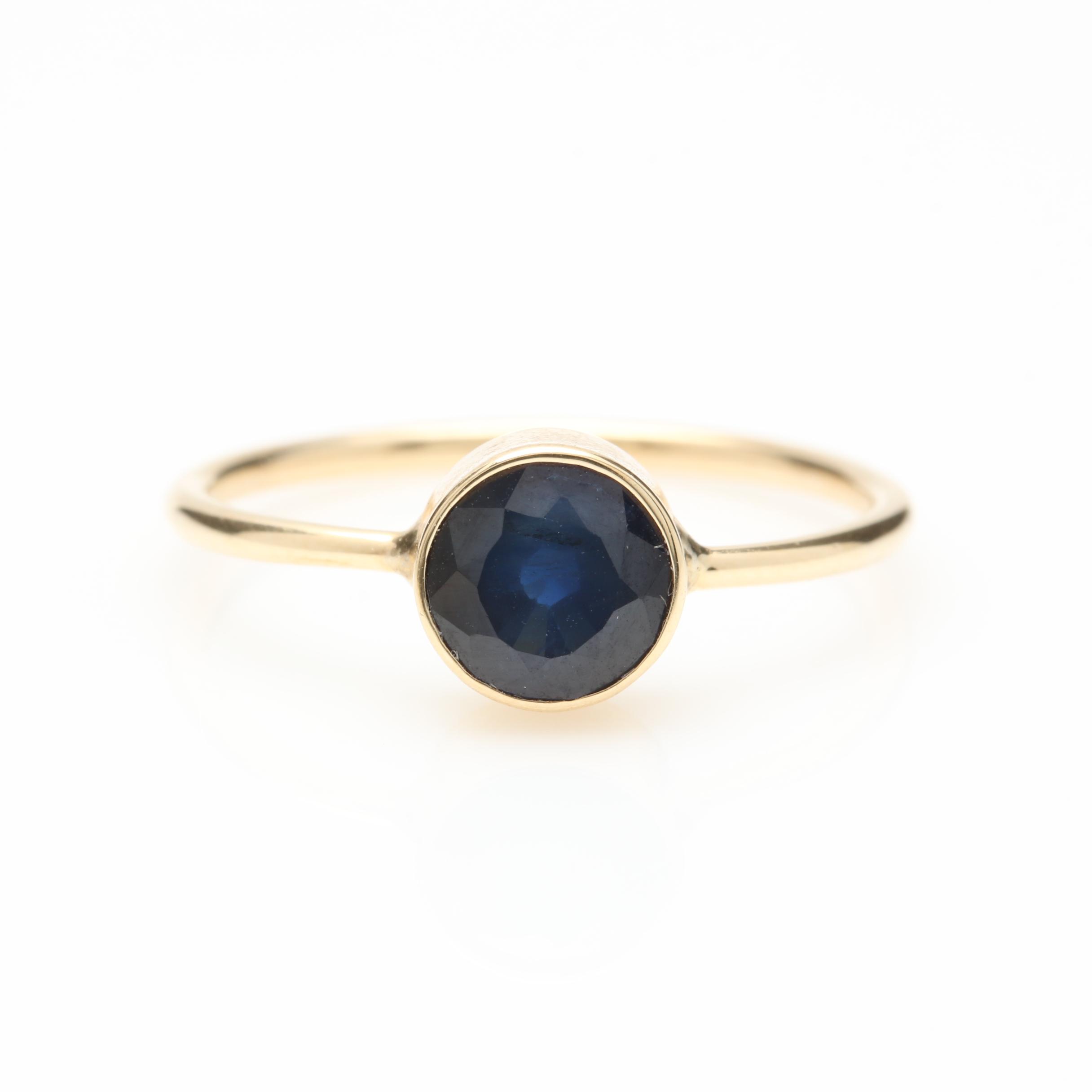 14K Yellow Gold Topaz and Blue Sapphire Rings