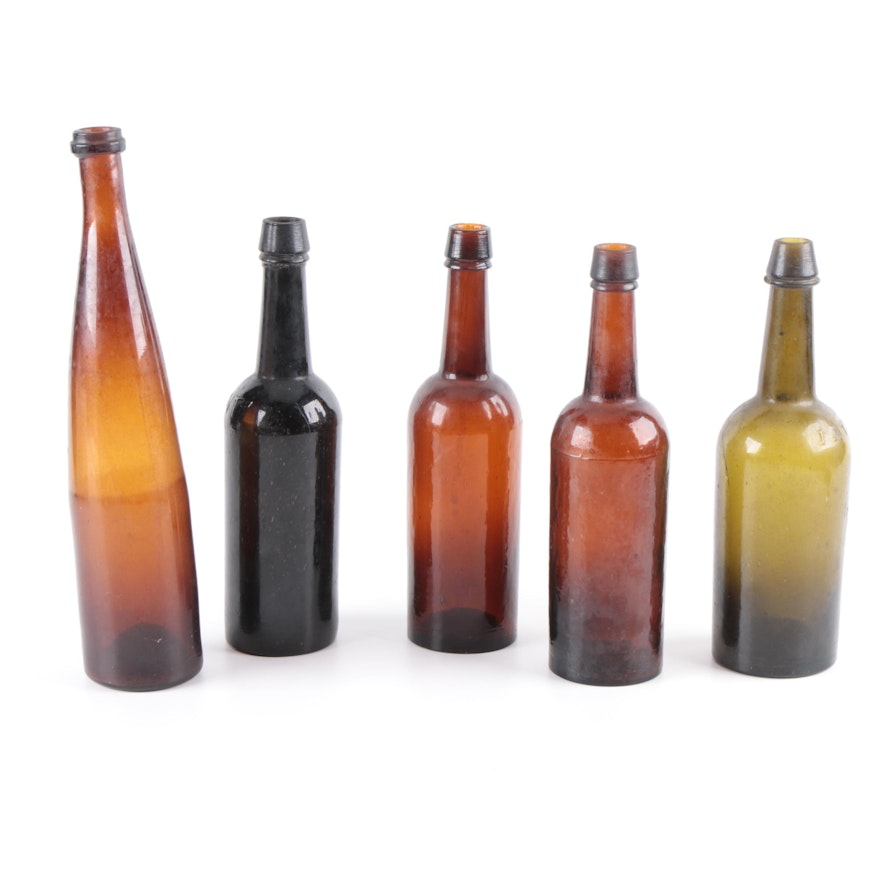 Five Glass Bottles, Early 20th-Century