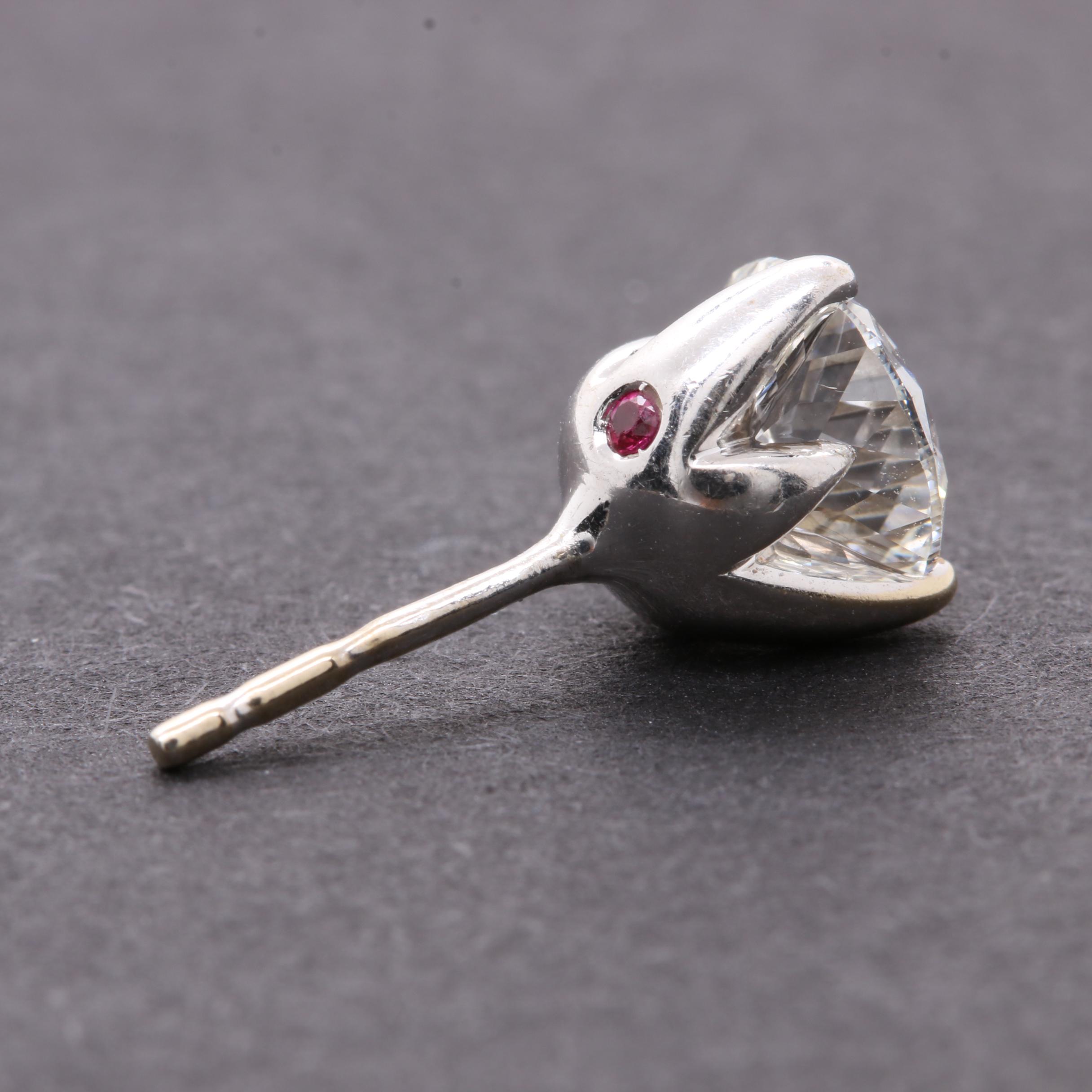 Roberto Coin 18K White Gold and 2.96 CTW Diamond and Ruby Stud Earrings