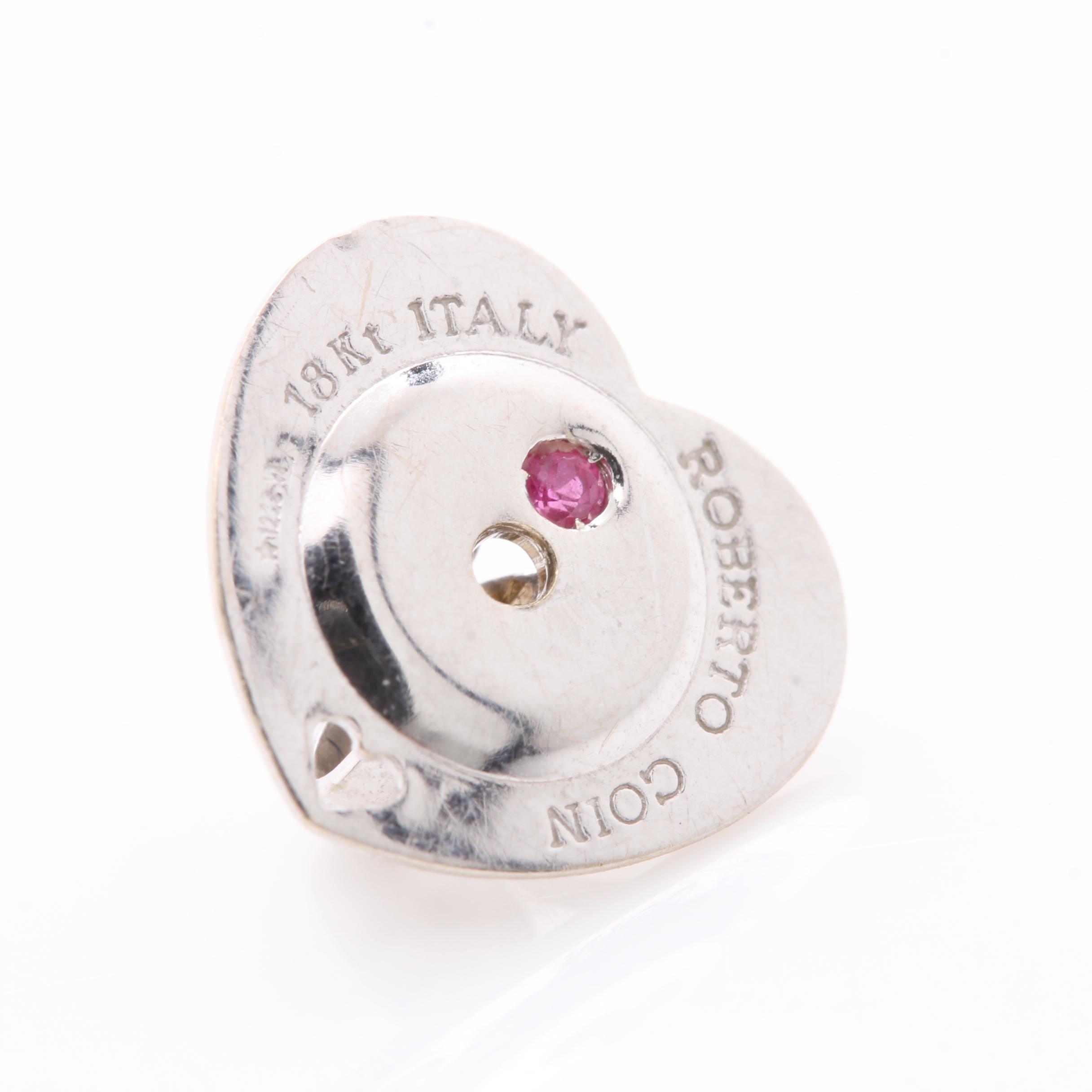 Roberto Coin 18K White Gold and 2.96 CTW Diamond and Ruby Stud Earrings