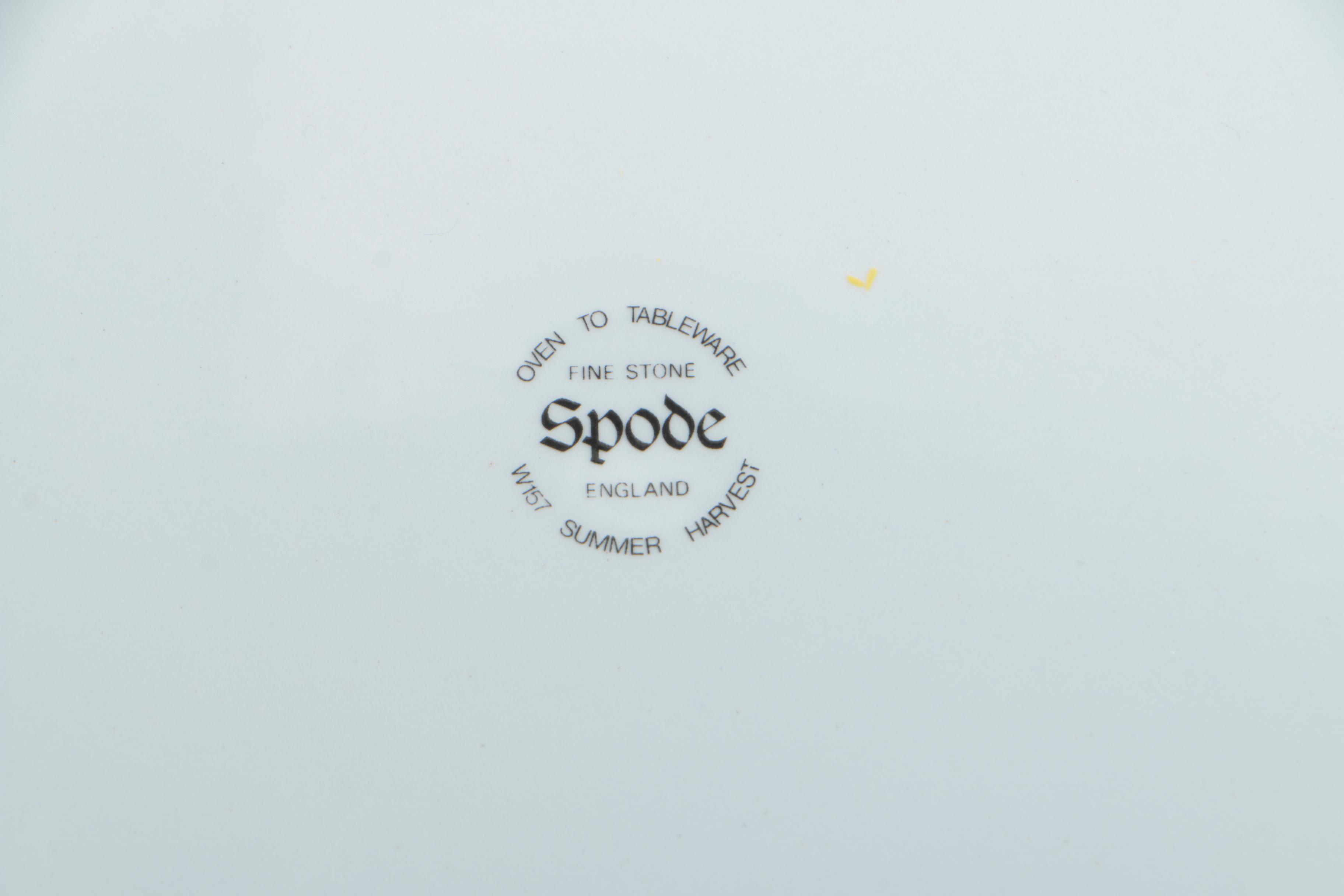 Vintage Bavarian Gold Encrusted Plate with Spode "Summer Harvest" Dinner Plate